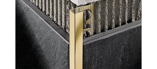 Coltar/Profil patrat din aluminiu muchii exterioare pentru faianta si gresie - auriu lucios