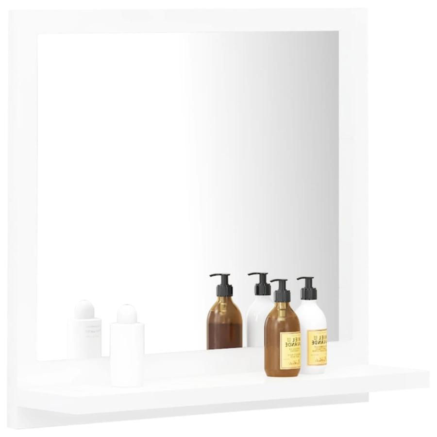 Oglindă de baie, alb extralucios, 40 x 10,5 x 37 cm, PAL