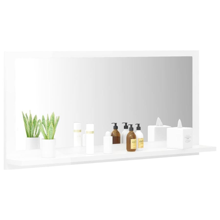 Oglindă de baie, alb extralucios, 80 x 10,5 x 37 cm, PAL