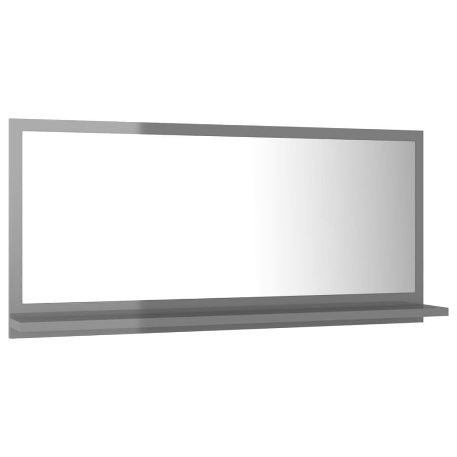 Oglindă de baie, gri extralucios, 80 x 10,5 x 37 cm, PAL