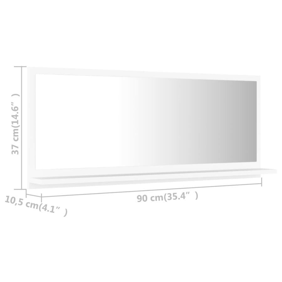 Oglindă de baie, alb, 90 x 10,5 x 37 cm, PAL