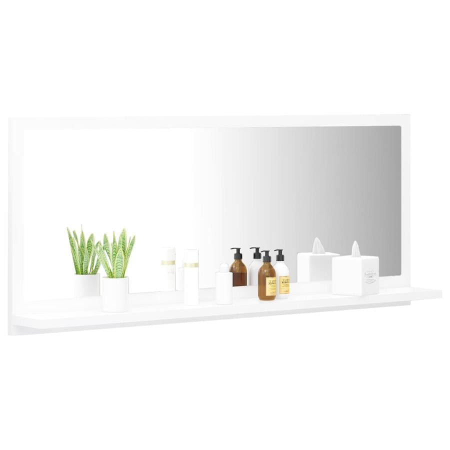Oglindă de baie, alb extralucios, 90 x 10,5 x 37 cm, PAL