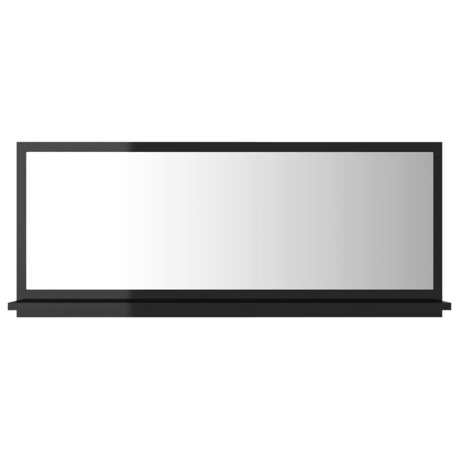Oglindă de baie, negru extralucios, 90x10,5x37 cm, PAL