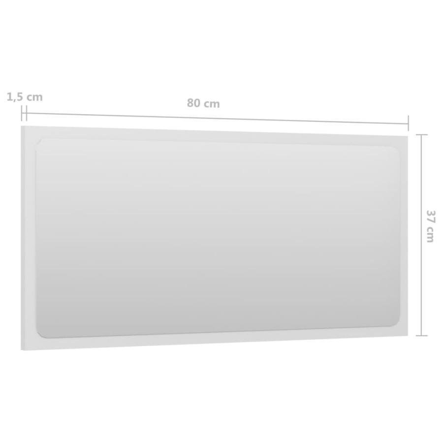 Oglindă de baie, alb extralucios, 80x1,5x37 cm, PAL