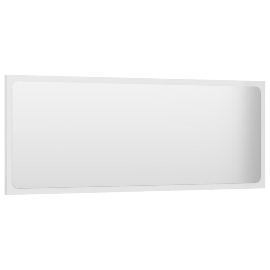 Oglindă de baie, alb extralucios, 100x1,5x37 cm, PAL