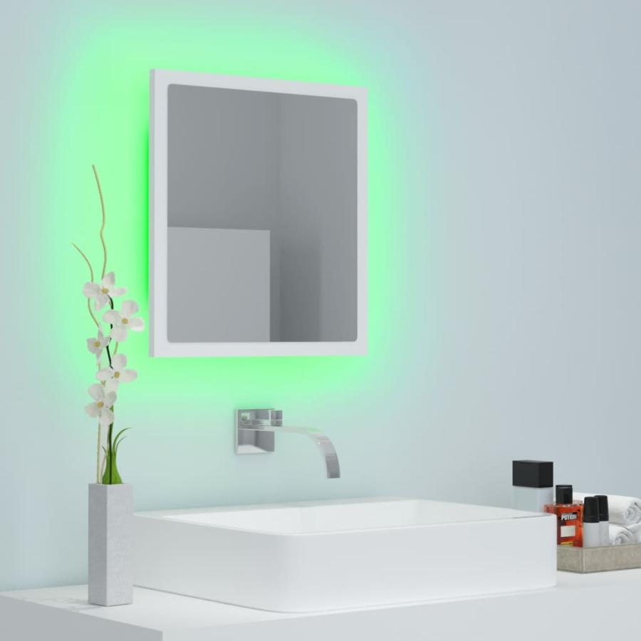 Oglindă de baie cu LED, alb, 40x8,5x37 cm, lemn prelucrat