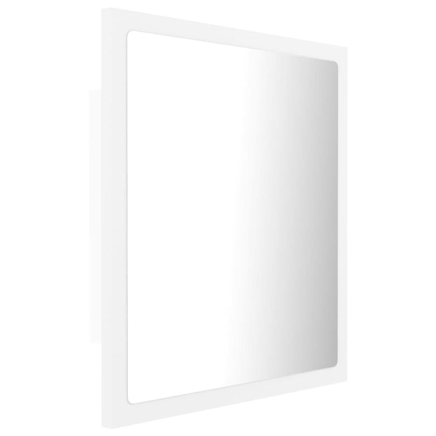 Oglindă de baie cu LED, alb, 40x8,5x37 cm, lemn prelucrat