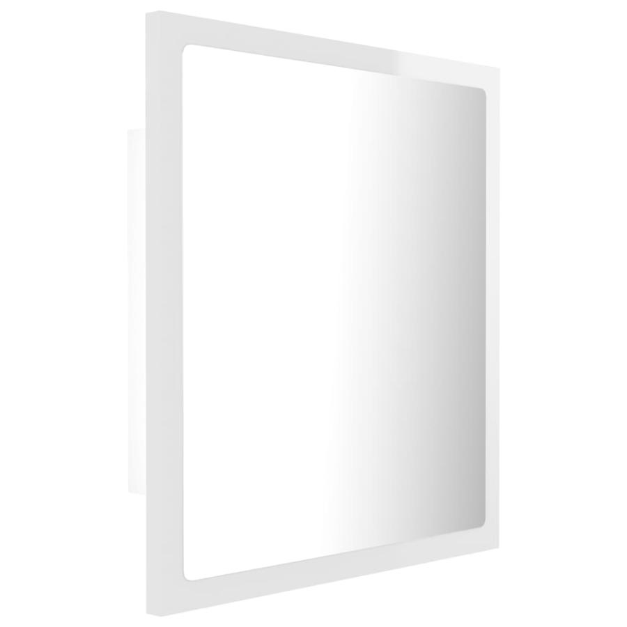 Oglindă de baie cu LED, alb extralucios, 40x8,5x37 cm