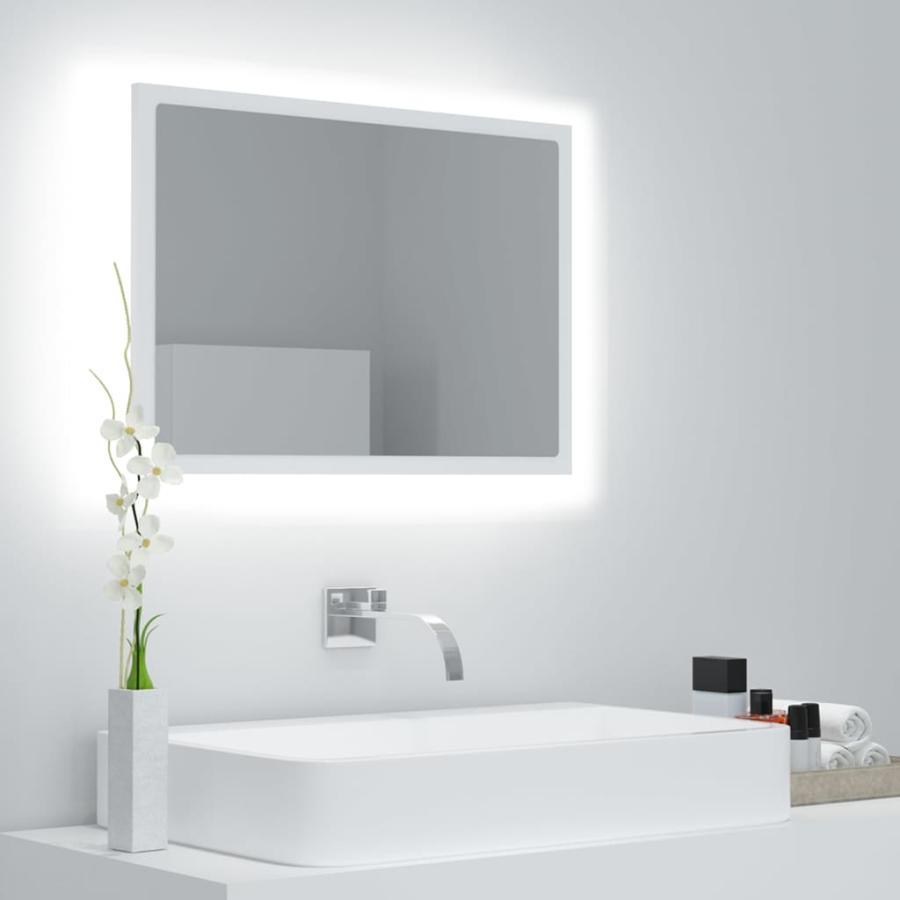 Oglindă de baie cu LED, alb, 60x8,5x37 cm, PAL