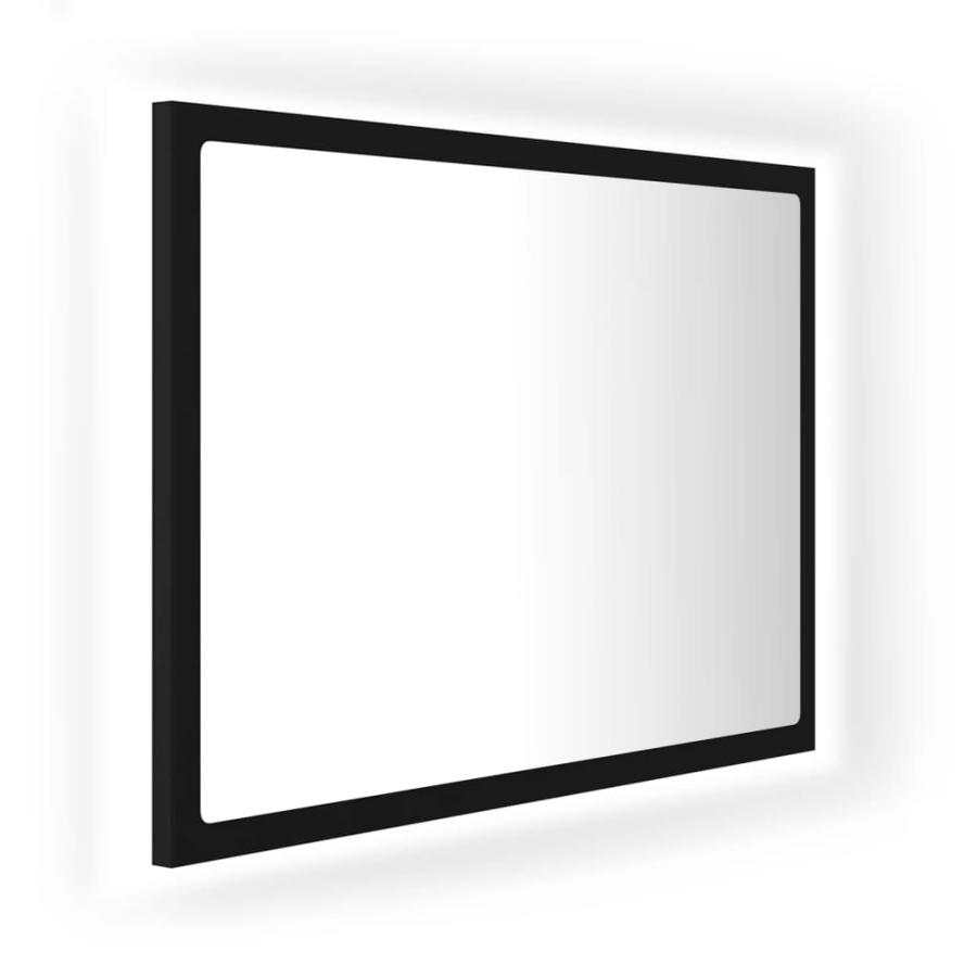 Oglindă de baie cu LED, negru, 60x8,5x37 cm, lemn prelucrat