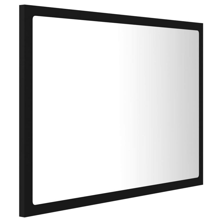 Oglindă de baie cu LED, negru, 60x8,5x37 cm, lemn prelucrat