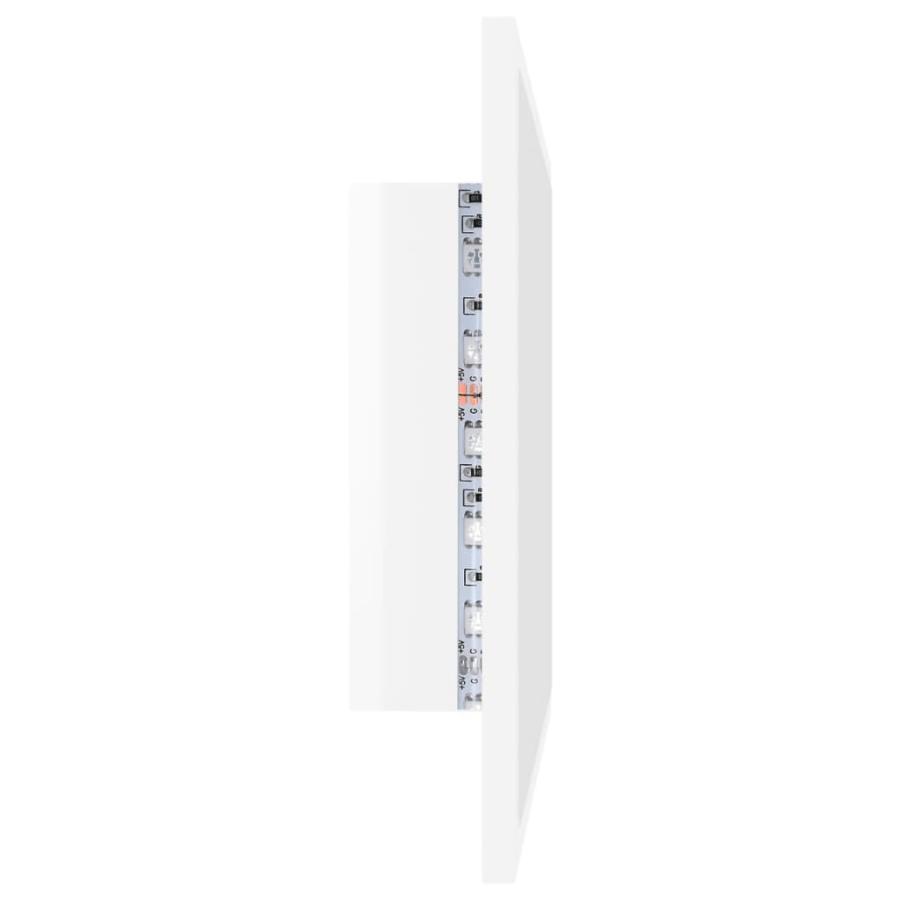 Oglindă de baie cu LED, alb extralucios, 60x8,5x37 cm