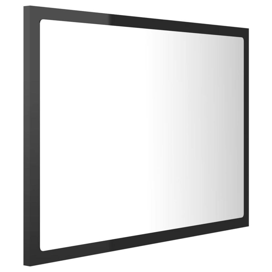 Oglindă de baie cu LED, negru extralucios, 60x8,5x37 cm