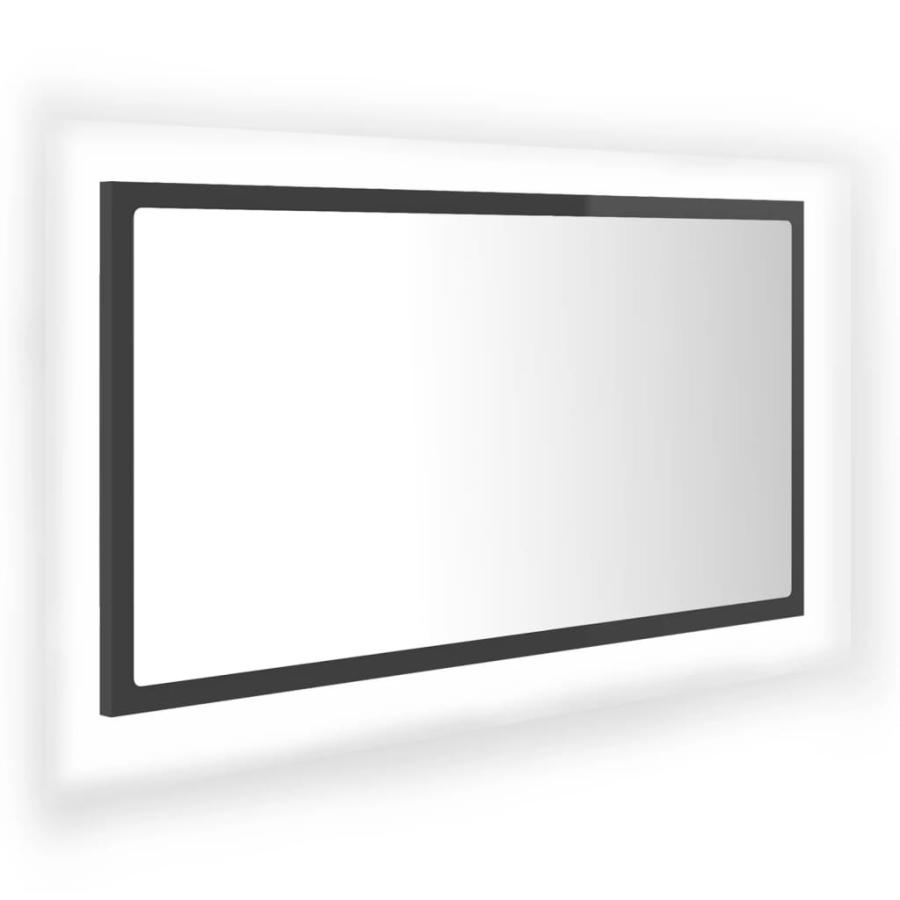Oglindă de baie cu LED, gri extralucios, 80x8,5x37 cm