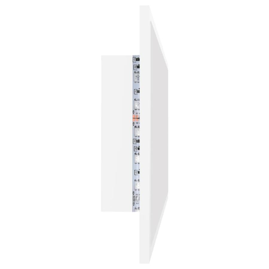 Oglindă de baie cu LED, alb, 90x8,5x37 cm, lemn prelucrat