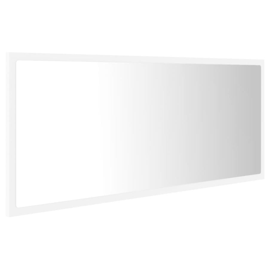 Oglindă de baie cu LED, alb, 100x8,5x37 cm, lemn prelucrat