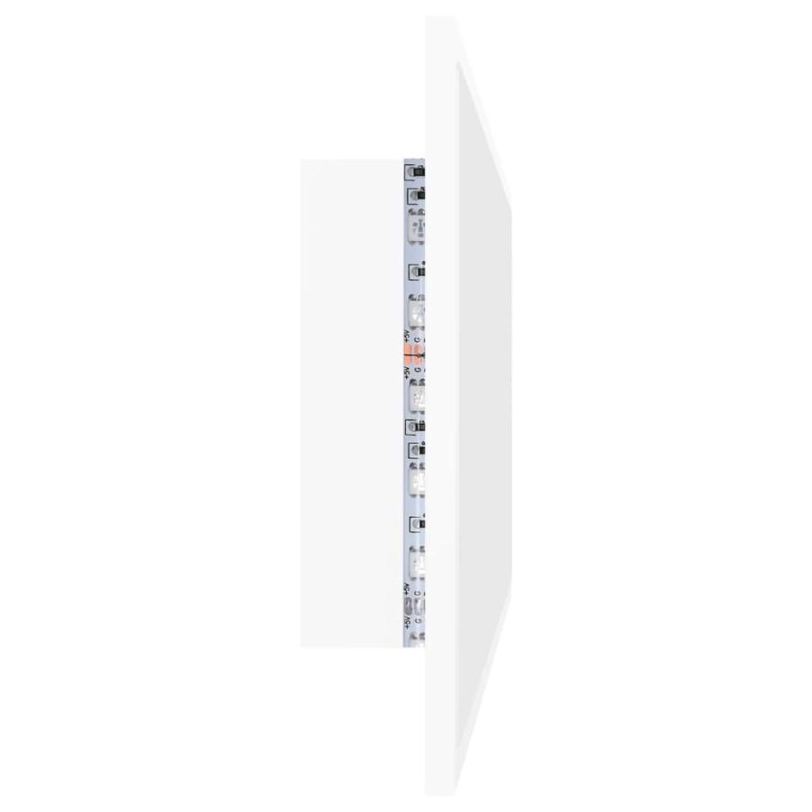 Oglindă de baie cu LED, alb, 100x8,5x37 cm, lemn prelucrat