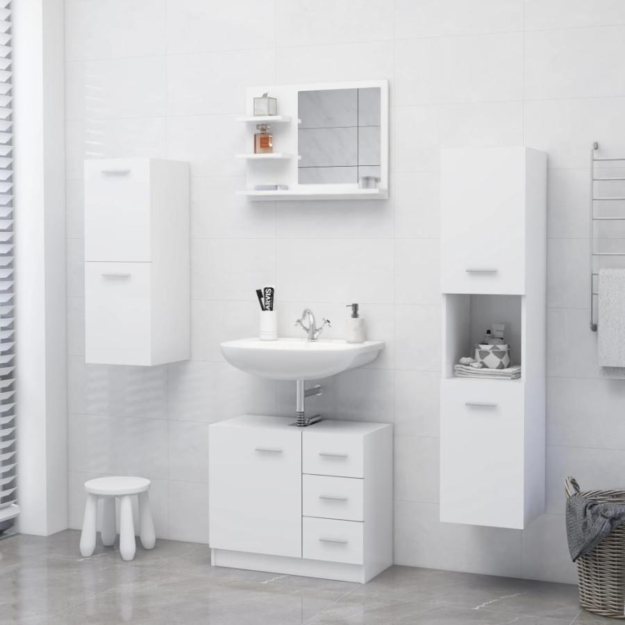 Oglindă de baie, alb, 60 x 10,5 x 45 cm, PAL