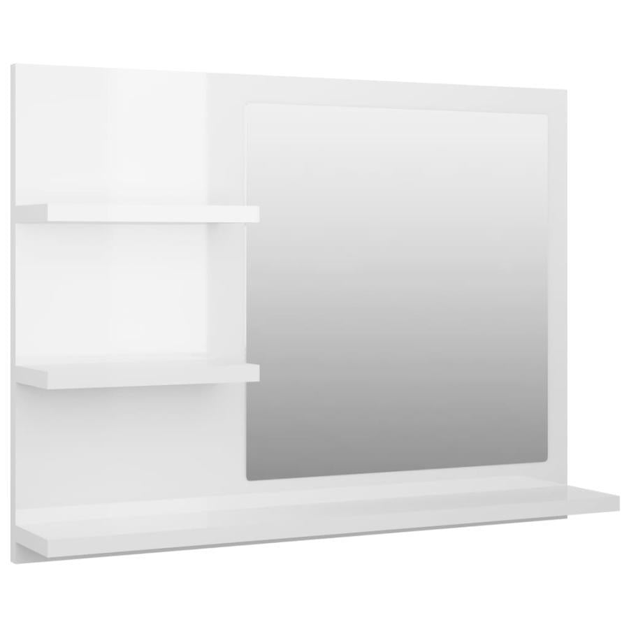 Oglindă de baie, alb extralucios, 60 x 10,5 x 45 cm, PAL