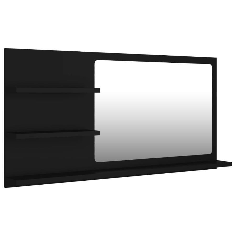 Oglindă de baie, negru, 90 x 10,5 x 45 cm, PAL