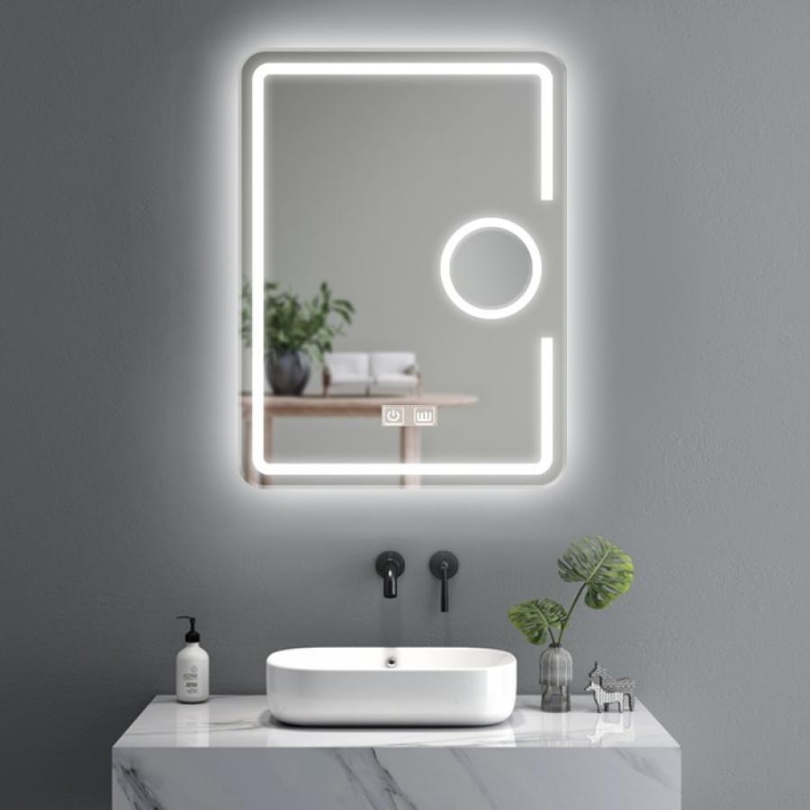 Oglinda LED Touch cu Functie Dezaburire Lupa Cosmetica 60x80 cm