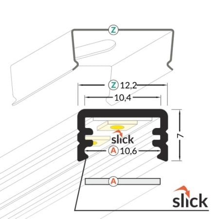 Profil LED aparent SLIM 8, aluminiu anodizat, lungime 2m