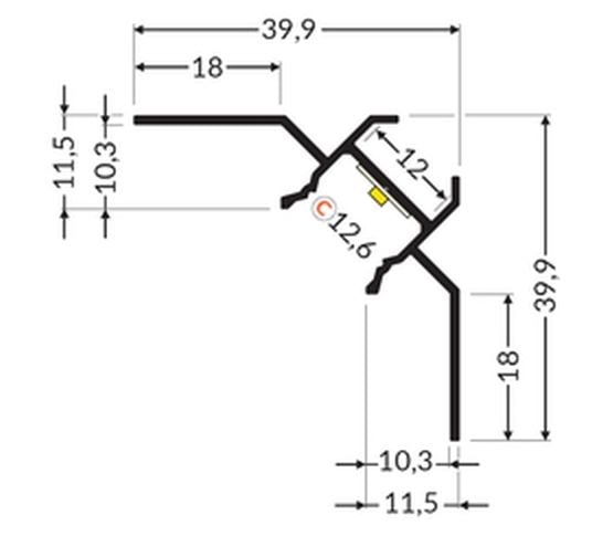 Profil LED încastrat de colț UNI-TILE12 90deg C PLUS, aluminiu anodizat, lungime 2m
