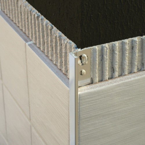 Coltar/Profil drept din aluminiu eloxat muchii exterioare faianta si gresie  - argintiu periat